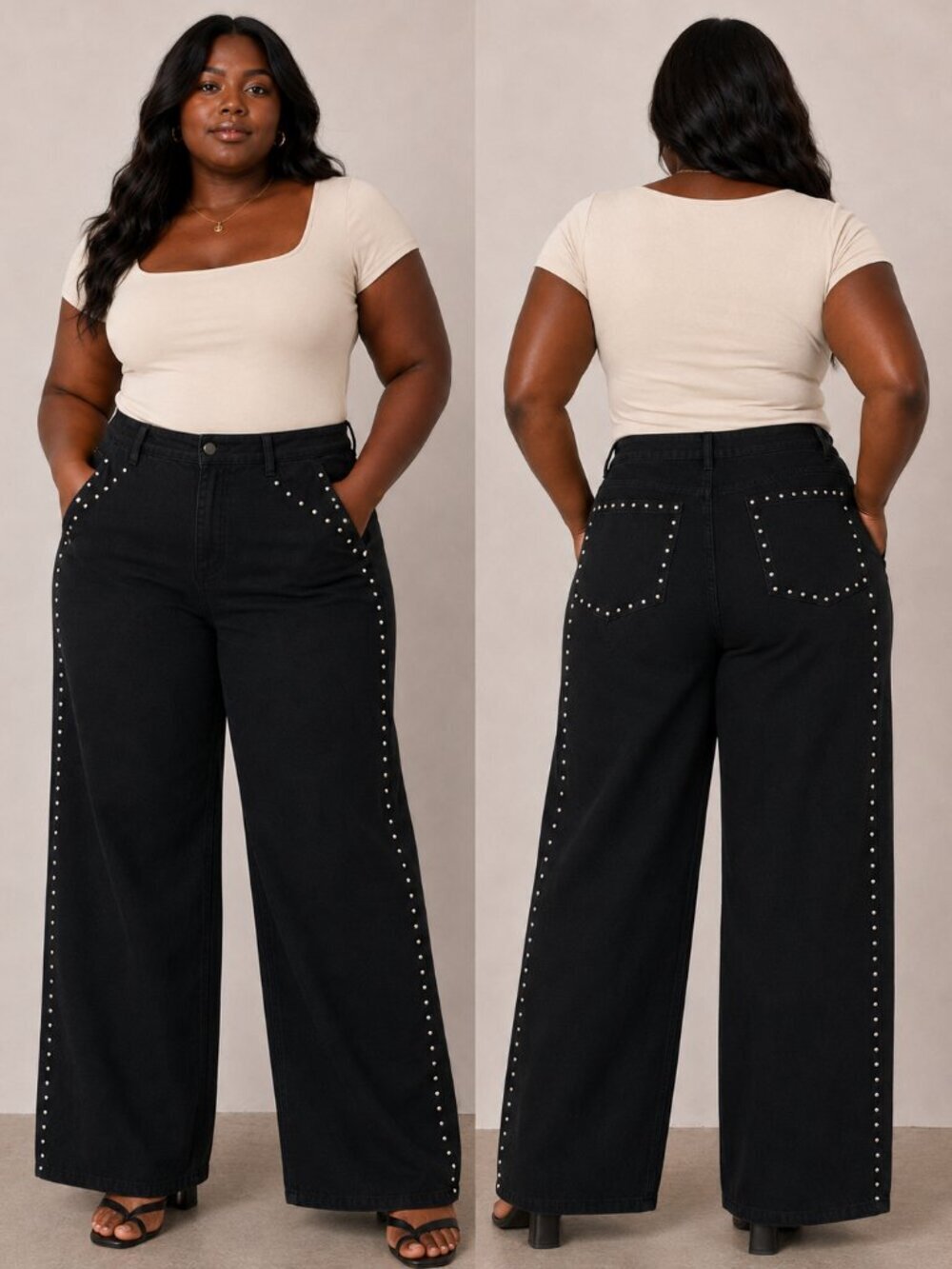 Plus Size Vintage Washed Black Straight Leg Jeans (New)